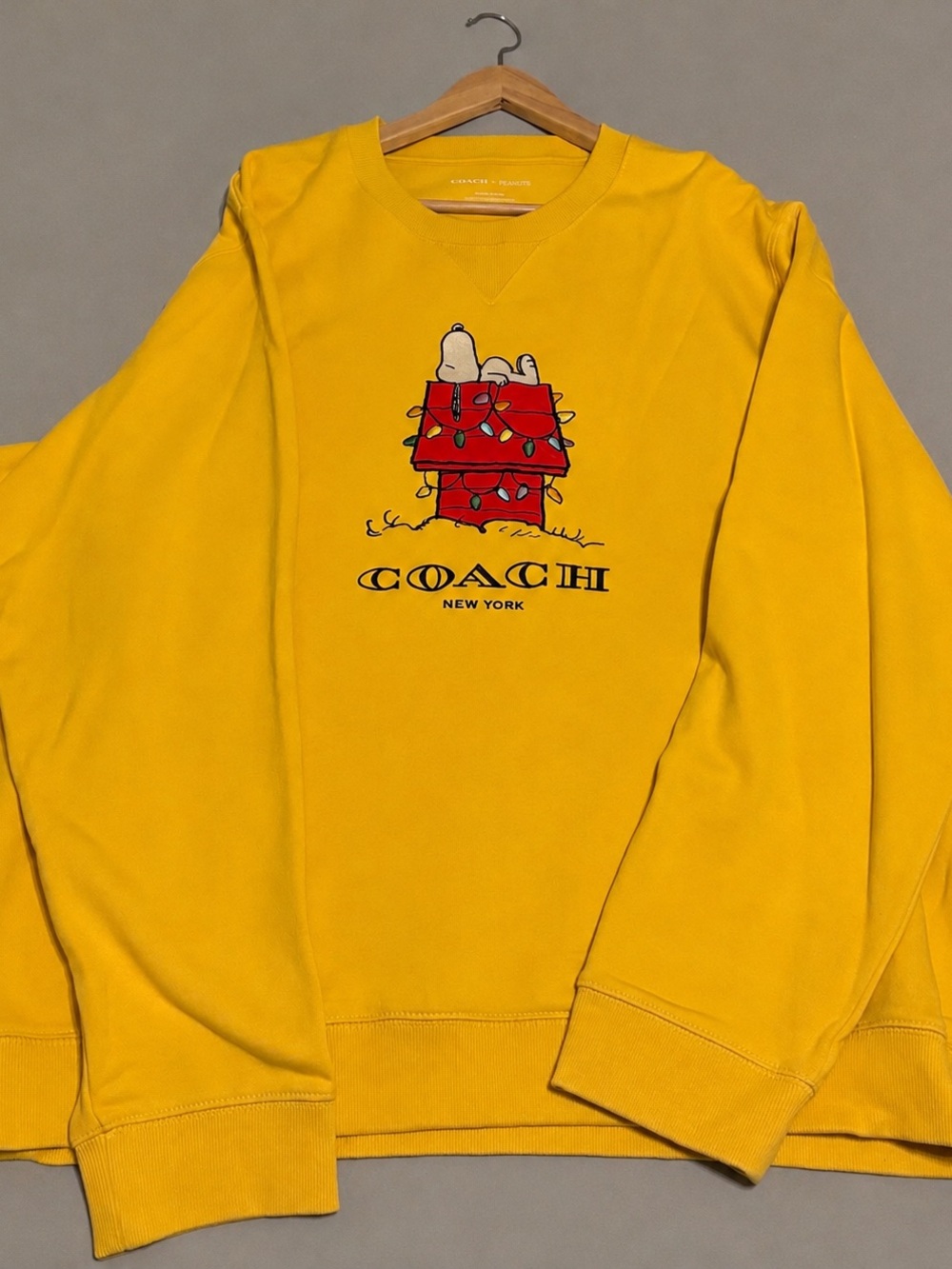 Coach Men’s Bright Yellow Snoopy Graphic Crewneck